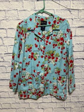 NICK & NORA STRAWBERRY KISS COTTON PAJAMA TOP XL VINTAGE rare 
Excellent conditi